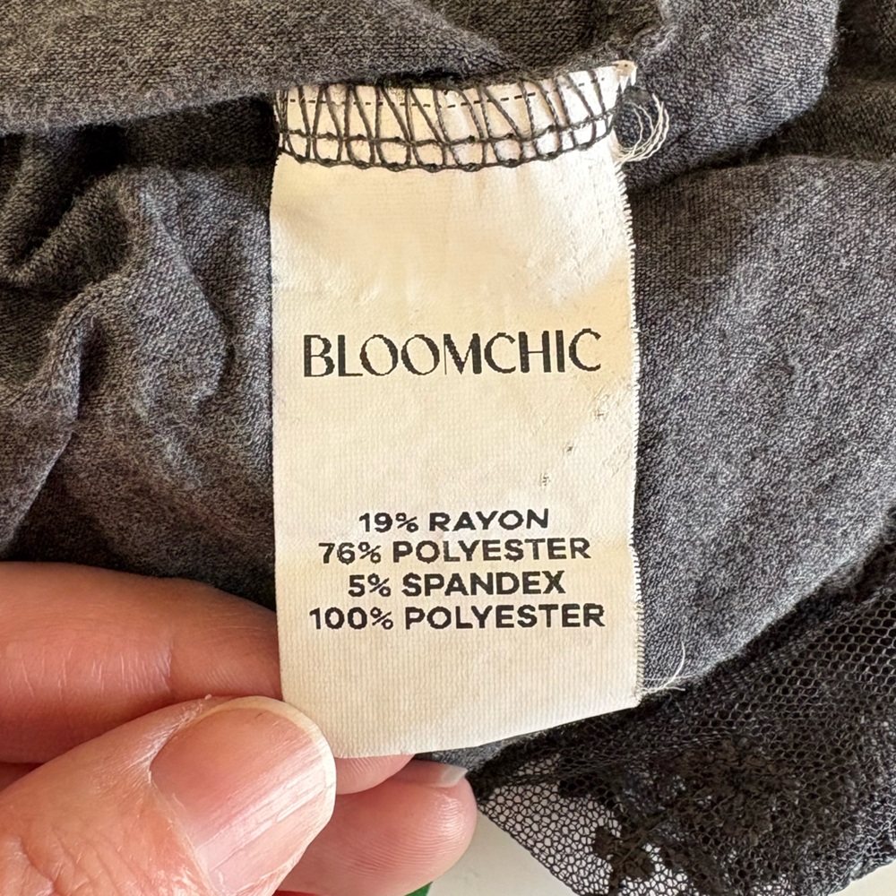 BloomChic Heathered Charcoal Gray V-Neck Lace Hem size 18-20 Plus Size - Picture 5 of 10